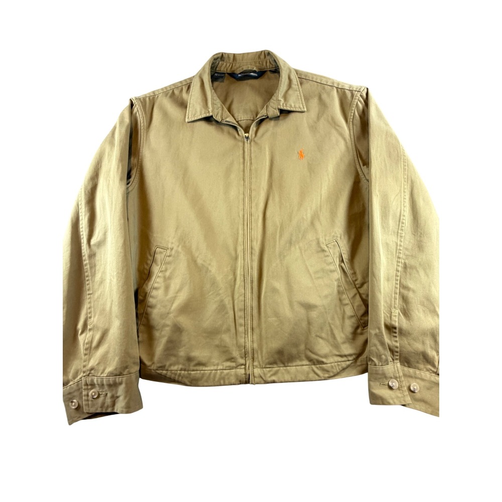 Polo Ralph Lauren Mens XL Tan Khaki Cotton Twill Harrington Full Zip Jacket